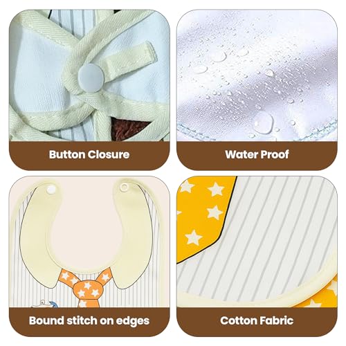 Image of Waterproof Spill Resistant Bibs, Baby Apron with Bib, Baby Bibs for 6 to 12 Months, Fastdry Bibs, Soft Cotton Bib (Set of 3)