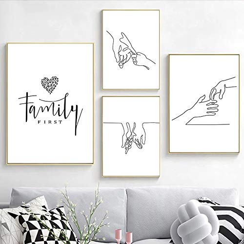 Decoración pared mural familia feliz lienzo pintura dibujo a mano 50x70 3