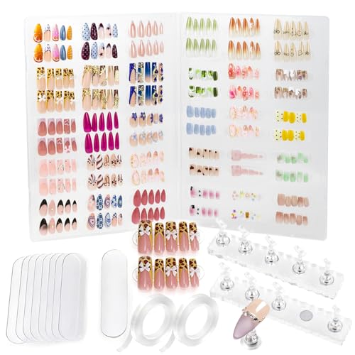 Image of Nails Storage Box with Stand for Fake Nail,Large Empty Nail Box Case Use for Press On Display & Storage,Nail holder for Painting Practice,Acrylic Nail Display Stand for Design Home
