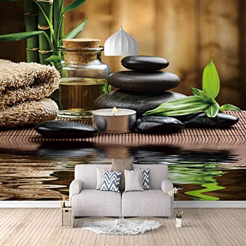 3D Moderne Bambou Et Pierre Zen Papier Peint Coller Et Peler Stickers Muraux Papier Peint Amovible Pour Salon Bureau Hôtel Restaurant Chambre Tv Fond Affiches...