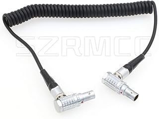 SZRMCC ARRI Cameras Right Angle 5 Pin Male to Right Angle 5 Pin Male Timecode in/Out Coiled Cable for Sound Devices Ambient Lockit Zaxcom