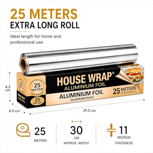 Image of House Wrap Aluminium Foil Paper 25m, | Foil Paper for Food Wrap 11 Microns