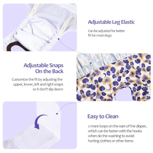 Image of CuteBone Female Dog Diapers with Skirts 3 Pack Reusable Puppy Dresses Pants for Heat Cycle Period QBD35XL