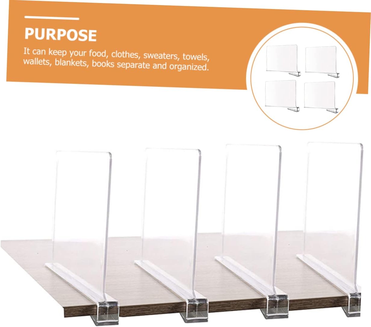 Cabilock 4pcs Wire Shelf Dividers for Closet Clothing Storage Dividers Separator for Wardrobe Book Shelf Organizer Space Saving Separator