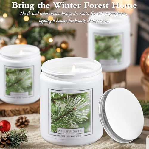 Homsolver Balsam Pine Candle, Christmas Balsam Fir Candles Scented, Holiday Candles with 50+ Hour Burn Time, Fir Cedar Tree Scent Gifts for Women, Wedding Favors for Guests, Souvenir Gifts