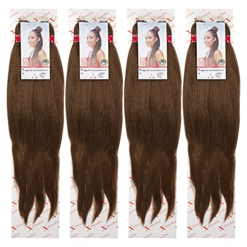 Colour 8,4 PACK XPRESSION LAGOS BRAID Pre-Pulled Hair Extension, 46″ Pack (2 IN A PACK), (Colour 8, Dark Blonde))