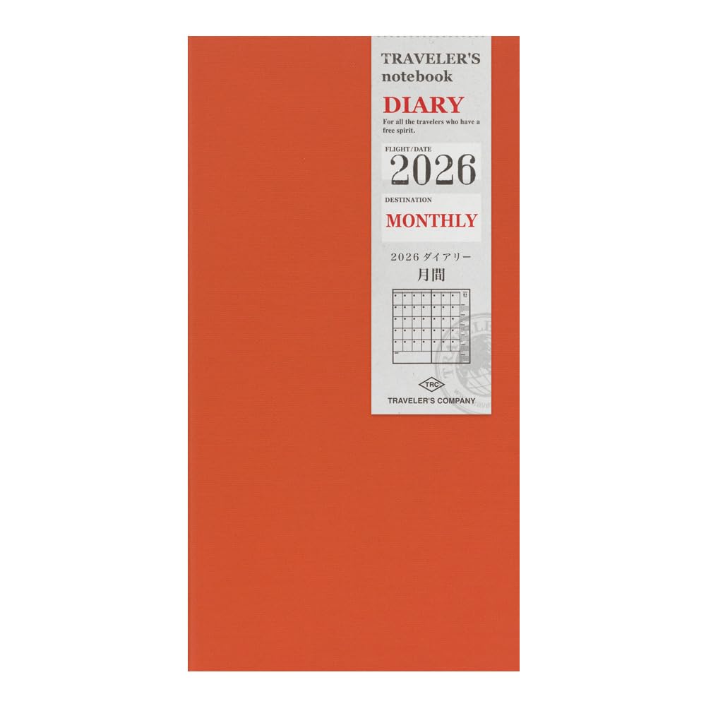 Traveler's Notebook Planner Refill, 2026, A5 Slim Monthly, 14494006 (Starts on December 2025) : Office Products
