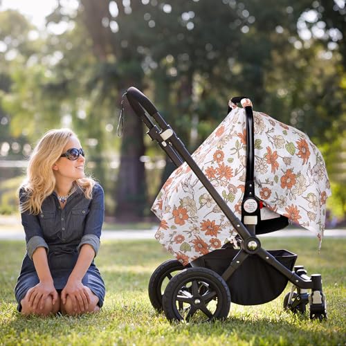 Image of Metplus Car Seat Cover Baby Girl, 100% Muslin Cotton Infant Carseat Covers, Lightweight Breathable Car Seat Canopy, Summer Stroller Sun Shade, Newborn Travel Essentials