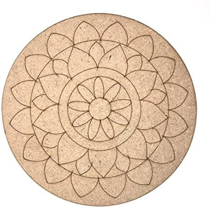 - Adikala Engraved Mandala MDF Base for DIY | for Decorations, Festival Gift, Wedding Decorations 8. inch