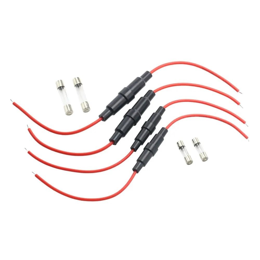 5PCS Glassicherungshalter Schraubentyp mit 22 20 18 16 14AWG Drahtkabel(30A,6x30mm)