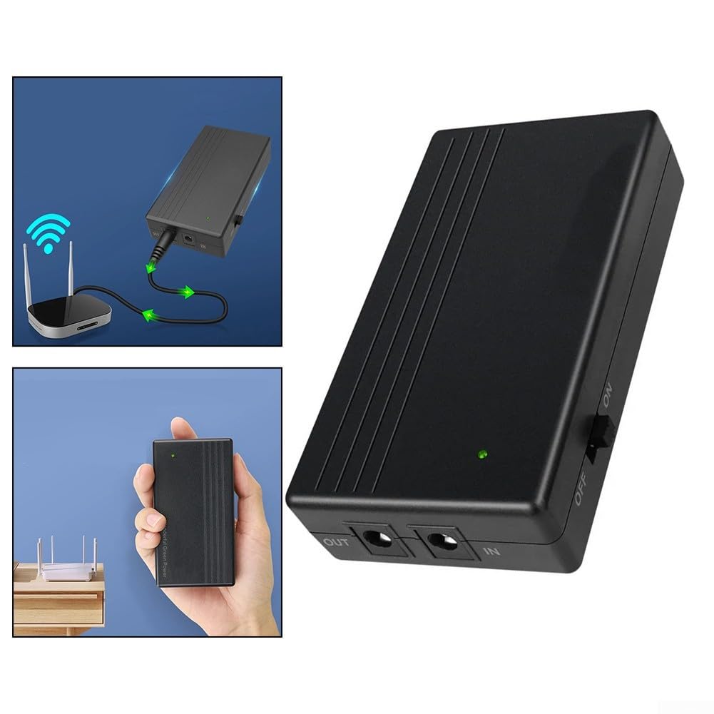 Mini onduleur avec batterie de secours, mini onduleur avec une puissante capacité de 7800 mAh pour routeur WiFi, téléphone, appareil photo, alimentation USB 5 V/DC 12 V
