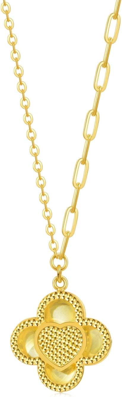 CHOW SANG SANG 999 24K Gold Essence Four-Leafs Clover Necklace for Women 93442N 47cm Price-by-Weight 4.86g Gold