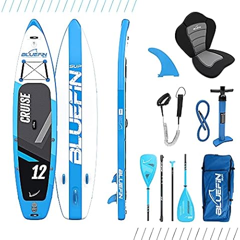 Bluefin Cruise SUP Package | Stand Up Inflatable Paddle Board | 6” Thick | Fibreglass Paddle | Kayak Conversion Kit | All Accessories | 5 Year Warranty | Multiple Sizes: Kids, 10’8, 12’, 15’ Cover