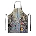 CANSEGO Tablier de cuisine Paris pour les amoureux de la peinture à l'huile, baiser sur la rue de la France, la Tour Eiffel, réglable, grand tablier unisexe pour jardinage, femme, homme