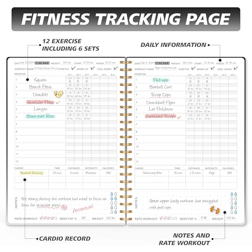 Fitness Journal Workout Planner for Women & Men - A5(5.5" x 8.5") Sturdy Workout Log Book for Gym & Personal Home Workouts - Black - Image 4