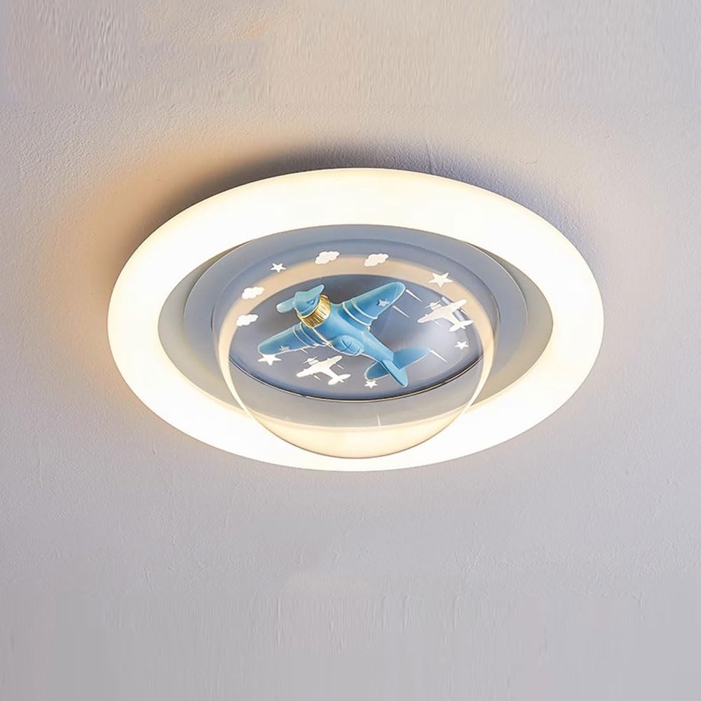Lustre de plafond créatif et plafonnier enfant rond bleu ou rose