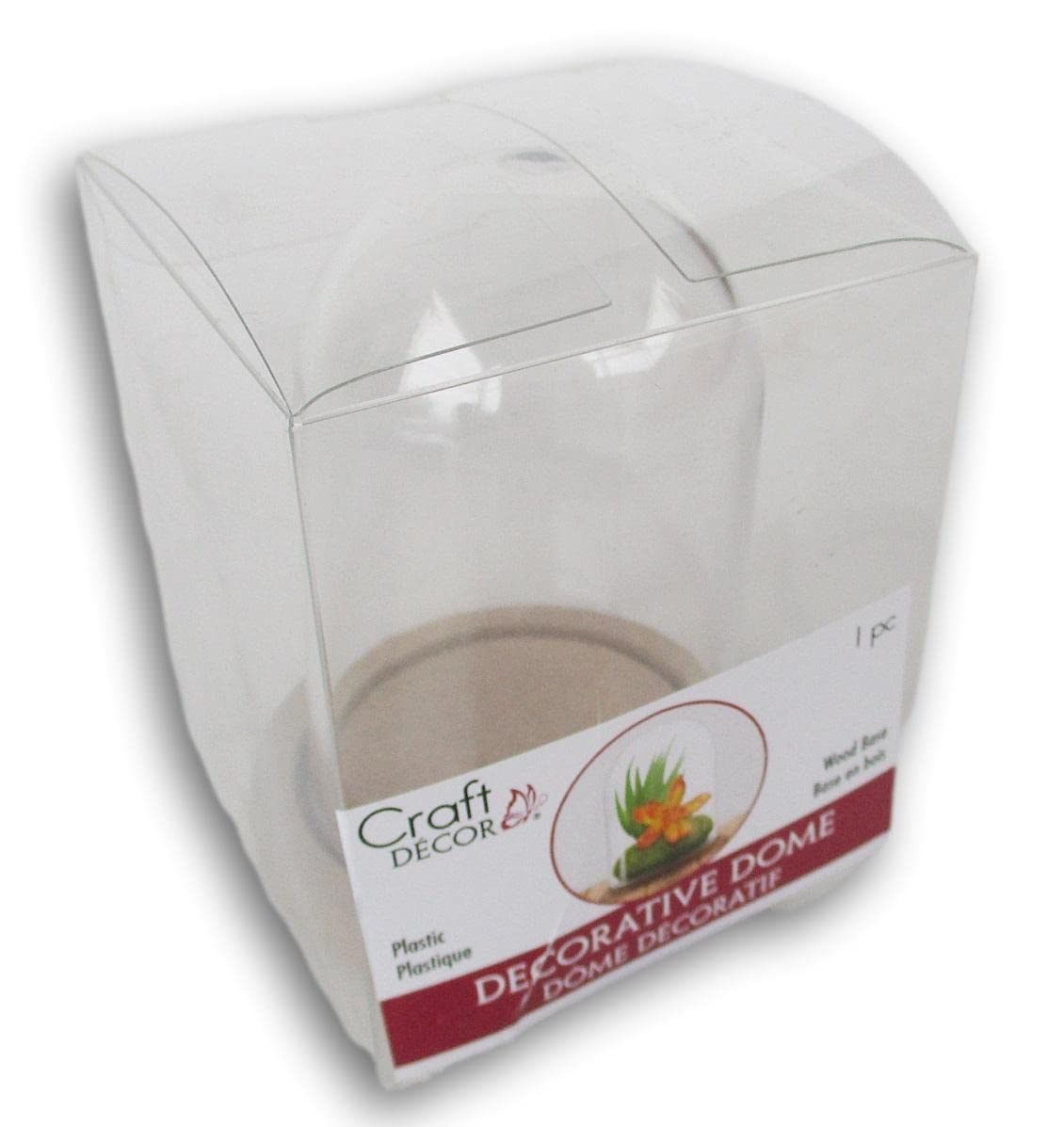 Terrarium Plastic Clear Dome with Wood Base - DIY Crafts - 3.14 Inches Tall