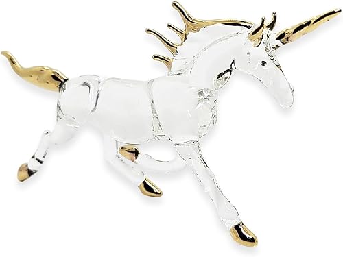 Miniatura 8 de WitnyStore 5 Long Standing Pegasus Blown Glass Figurine Horse Miniature Crystal Clear Color Fantasy Animals Collectibles Myth Creatures flamework