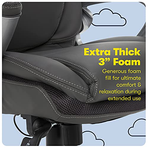 Serta Air Health And Wellness Executive Office Chair High Back Ergonomic For Lumbar Support Task Swivel, Bonded Leather, Light Gray #TOP7