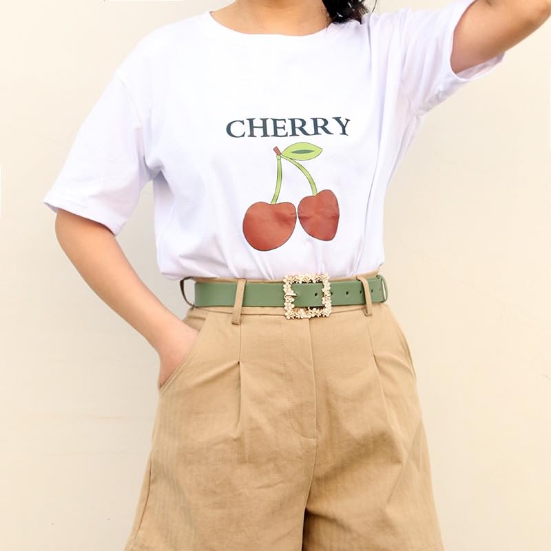 COTIM COYIN Women Rhinestone Leather Belt, Rhinestone and Gold Rose Square Buckle Belt for Pants Dress Jeans3