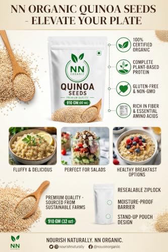 Image of Quinoa Seeds 4.5kg (1 x 5 Pack) | High Protein Gluten-Free Superfood | Ideal for Weight Loss & Healthy Diet | Vegan & Fiber-Rich Grain Substitute (4.5)
