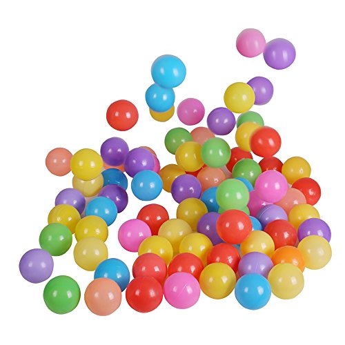 Babrit Pack of 100 Phthalate Free BPA Free Crush Proof Plastic Ball Ocean Balls Pit Balls - 6 Bright Colors