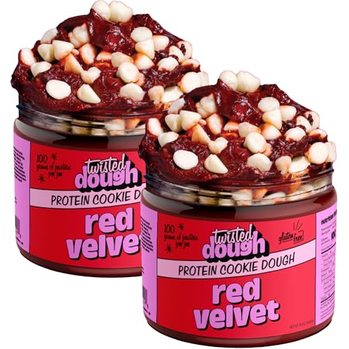 Image of Twisted Dough Protein Cookie Dough, Red Velvet Flavor, 2 Pack, 100g Protein, Healthy Snacks, Gluten Free Edible Cookie Snack, High Protein Low Carb & Low Sugar Dessert for Kids & Adults, Keto Friendly
