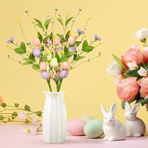 WATINC 3pcs Artificial Easter Spray Vine with Pastel Easter Eggs and Berries, Easter Spring Floral Stems Picks Branches, Flower Berry Arrangement for Vase Filler Topiary Table Centerpiece Decoration WATINC 3pcs Artificial Easter Spray Vine with Pastel Easter Eggs and Berries Easter Spring Floral Stems Picks Branches Flower Berry Arrangement for Vase Filler Topiary Table Centerpiece Decoration
