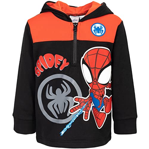 Marvel Spidey and His Amazing Friends Little Boys' Graphic Pullover Hoodie Spidey Black 7-8 - image 1