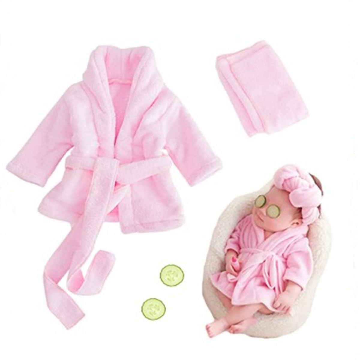 Disfraz de bebé, albornoz, toalla de baño, recién nacido, fotografía de bebé, accesorios para sesión de fotos, albornoz, juego de toallas de baño, Rosa, 0 mes