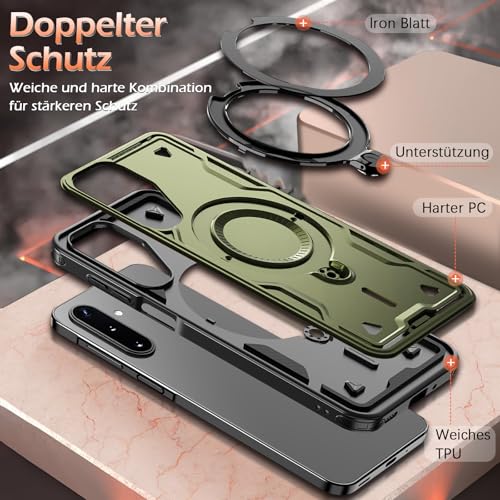 Image of for Samsung Galaxy A17 Case Magnetic with Stand, with Mag-Safe, with Screen Protector, Wireless Charging, Shockproof for Samsung A17 5G Phone Case, Ring Holder Phone Cover, for Samsung A17