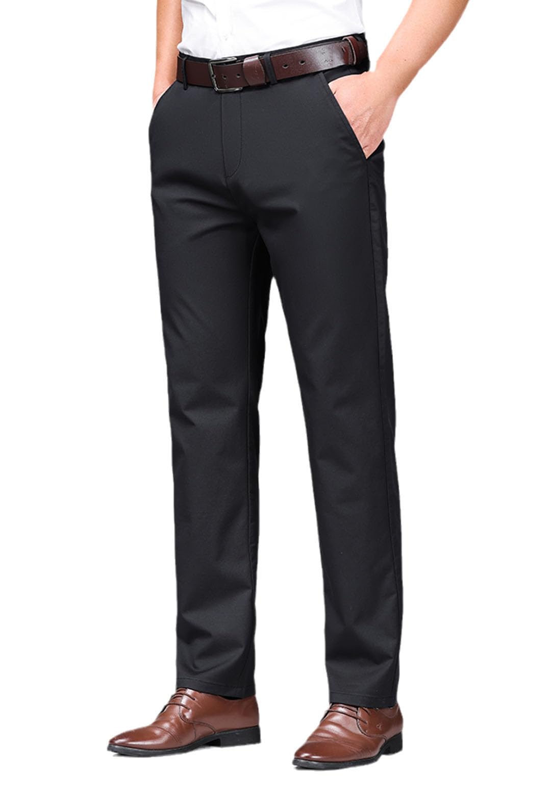 Vogrtcc Pantalones Casuales Rectos Delgados para Hombres Pantalones Elásticos De Negocios De Estilo Clásico Gris Claro para Hombres