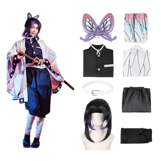 JYakeji 8 piezas Kochou shinobu cosplay disfraz kimono para niños adultos túnica disfraz de anime japonés