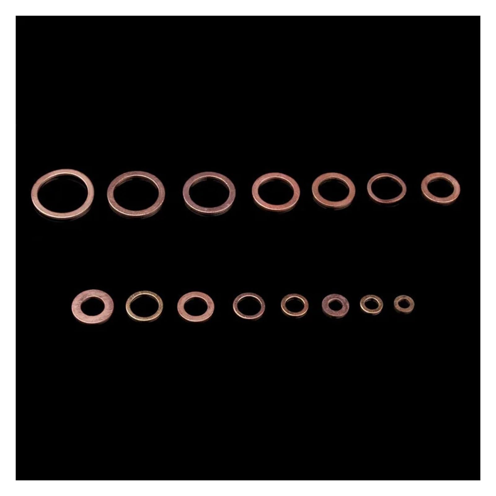 Unterlegscheiben aus Messing, 100-teiliges Kupfer-Unterlegscheiben-Dichtungs-Mutter- und Schrauben-Set, flaches Ringdichtungs-Sortiment-Set mit Box M4/M5/M6/M8/M10/M12/M14 for Ölwannenstopfen