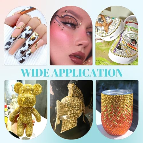 Image of 6100Pcs Resin Rhinestones for Crafting with 2Pcs 10ml B7000 Jewelry Glue, 1 Box Flatback Crystals Diamond (Gold) for Bedazzling Crafts DIY Nail Art Non Hotfix Gems for Clothing Shoes Tumblers