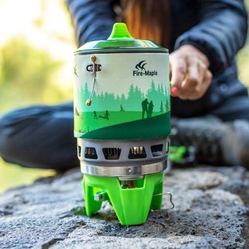 Image of Fire-Maple inchFixed Star 3 inch Personal Cooking System | Pot /Jet Burner Stove System with Electric Ignition | Ideal for Hiking, Camping, Backpacking, Fishing, Hunting Trips and Emergency Use, Green