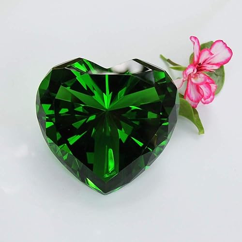 Miniatura 2 de Crystal Diamonds Heart (verde) PAPERWEIGHT, Gratis Personalizado Grabado Personalizado,