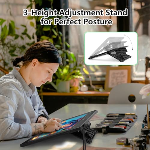 Image of VEIKK Studio 16 Drawing Ten Display 15.6 Inch Full-Laminated Graphics Drawing Monitor with Adjustable Stand and Quick Dial,Shortcut Keys (16K Levels Pen Pressure,125% sRGB)
