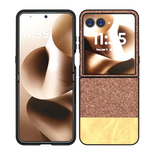 Image of Kapa Soft Fabric & Leather Hybrid Protective Back Cover for Moto Razr 60 /50 | Shockproof Slim Hard Anti Slip Back Case (Brown)