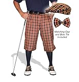 Golf Knickers Plaid Cap and Bow Tie: Mens 'Par 5' - Admiral - 36