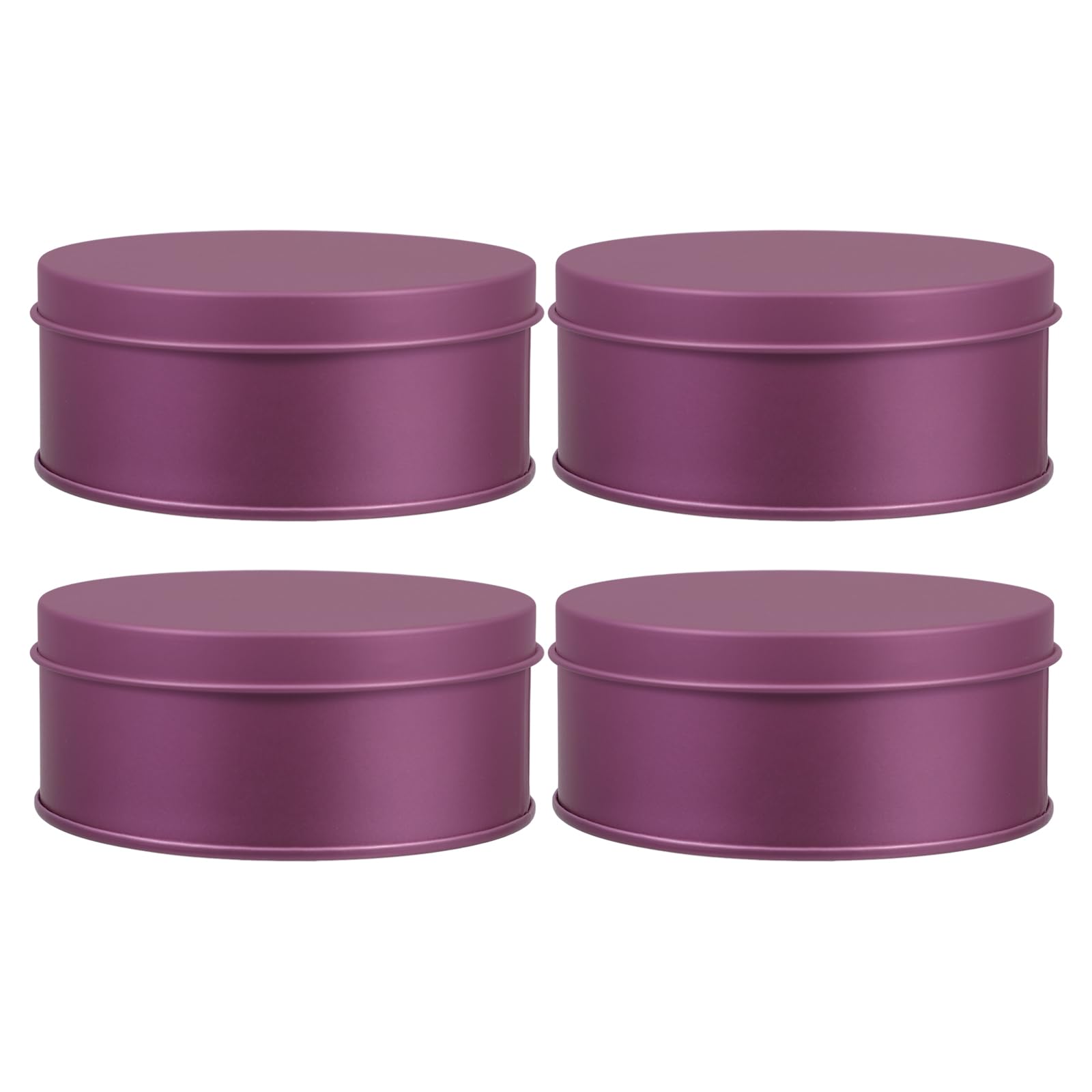 LOGOFUN 4pcs Large Round Tin Box for Cookie Metal Candy Storage Container with Lids Airtight Storage Tins Containers for Home Office - Purple