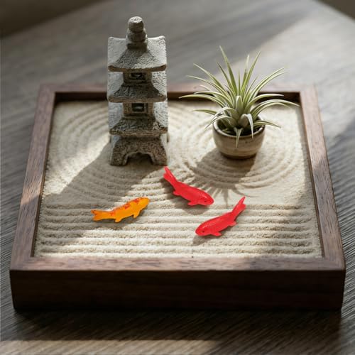 Image of Veemoon 5 Pcs Resin Fake Fish, 2.16 Inch Mini Aquarium Ornament, Artificial Goldfish Figurines Decor Glass Terrarium Fish Tank Ocean Landscape