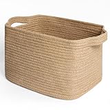 MEGASKET Wicker Basket for Storage, 15'x11'x9' Woven Basket with Handle, Rectangular Cute Storage Bin for Books, Shoes, Clothes, Towels, Decorative Gift Bin Empty, Stuffed Animal Organizer, Home Decor