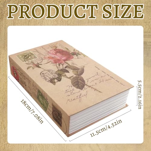 Buchtresor mit Zahlenschloss, 18 x 11,5 x 5,5 cm Buchsafe Tresor, Buch Safe mit Schlüssel für Schmuck Geld Bargeld Wertvolle Objekte für Bücherregal Büro/Hause (Rosentagebuch Stil)