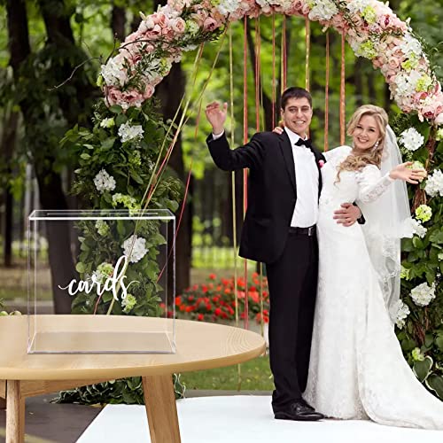 Image of Hooqict Clear Acrylic Wedding Card Box with Slot Large Blank Gift Card Boxes for Reception, Party, Wishing Well, Money Box Holder, Graduation Decorations, Baby Shower