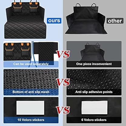 EasyHaWei 4-in-1 SUV Cargo Liner for Dogs, Non-Slip Water Resistant Pet Trunk Mat with Side Flaps Protector & Back Seat Organizer, Dog Backseat Cover for SUVs Vans（41" W x 76" L） - Image 4