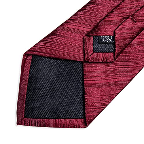 Image of DiBanGu Mens Silk Necktie Solid Color Tie and Pocket Square Cufflink Tie Clip Set Woven Plain Ties for Men Wedding Party