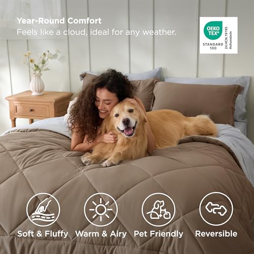 Image of Bedsure King Size Comforter Set - 7 Pieces Reversible Brown Bedding, King Size Bed Set for All Seasons, Bed in a Bag with Down Alternative Comforter, Sheets, Pillowcases & Shams