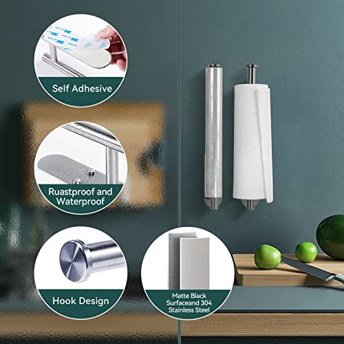 YUET Portarrollo para Papel Higiénico Autoadhesivo para Baños, 33cm Portarrollos Cocina, Toalleros de Acero Inoxidable SUS304, Soporte Rollo Cocina Pared para Baños y Cocinas, Plateado