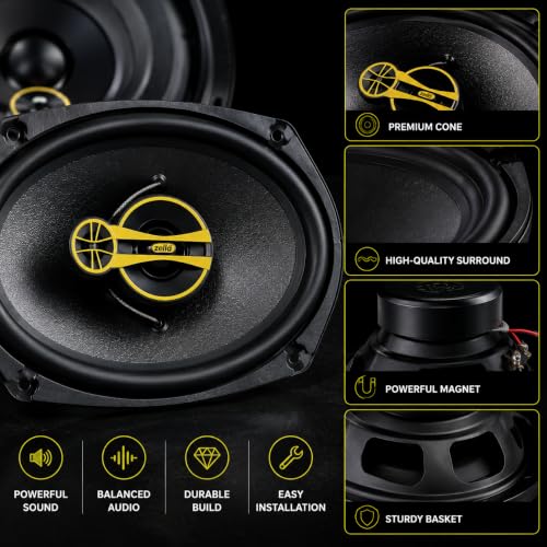 Image of ZELLA 900W 6 * 9 (Oval) Car Speaker with Grill| Dual Cone Design with Deep Bass & Clear Treble | Universal Fit for Cars & SUVs | Easy Door Mount Installation | 20KHz Frequency Response